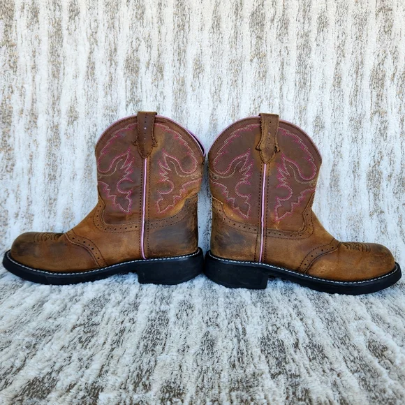 Justin "Wanette" Steel Toe Brown Leather Cowboy Western Boot | Women's Size 9.5B - Picture 7 of 13